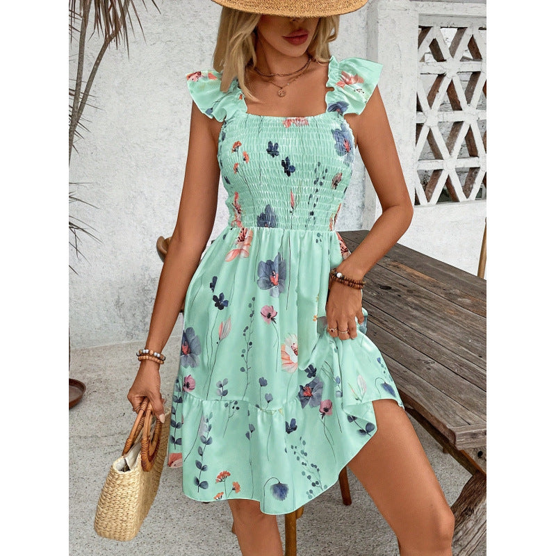 code new arrival  original women's fashion square collar casualprintingdress