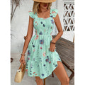 code new arrival  original women's fashion square collar casualprintingdress