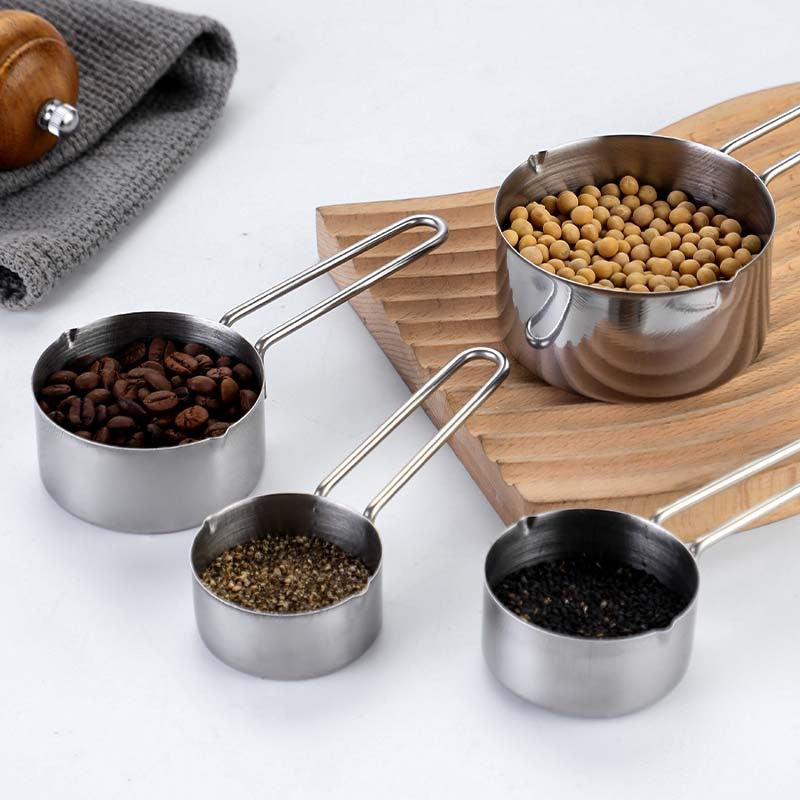 stainless steel baking measuring spoon and cup set - commercial grade flour, coffee, and milk powder measuring spoons - baking essentials
