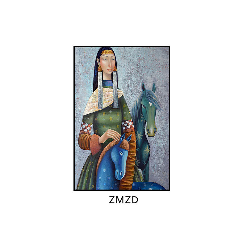 Ethnic minority decorative painting Inner Mongolia element oil painting Yunnan style B & B hotel box hanging painting bedroom living room