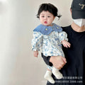 Baby girl's long-sleeved romper, stylish and fashionable, perfect for newborns, full-month celebrations, outings, and 100-day milestones. newborn baby clothes, one-piece jumpsuit, suitable for spring and autumn