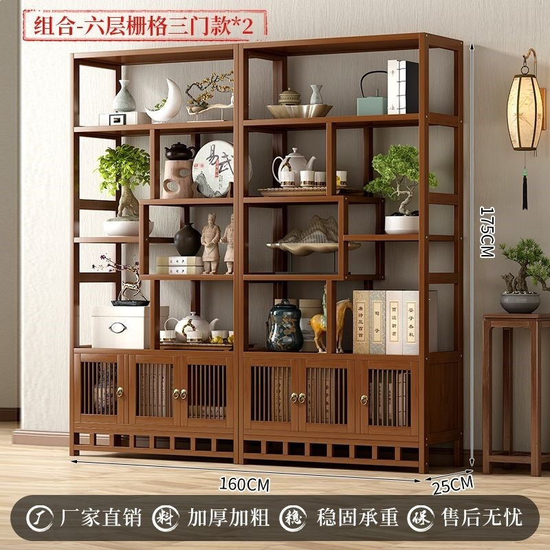 New chinoiserie bogu rack tea rack storage rack tea set rack tea display cabinet non-solid wood tea room ornaments duobao pavilion