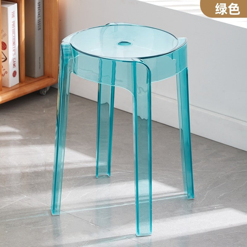 Minimalist chic stool - commercial grade, thickened, stackable, transparent round stool chair - acrylic chair, plastic stool for home use