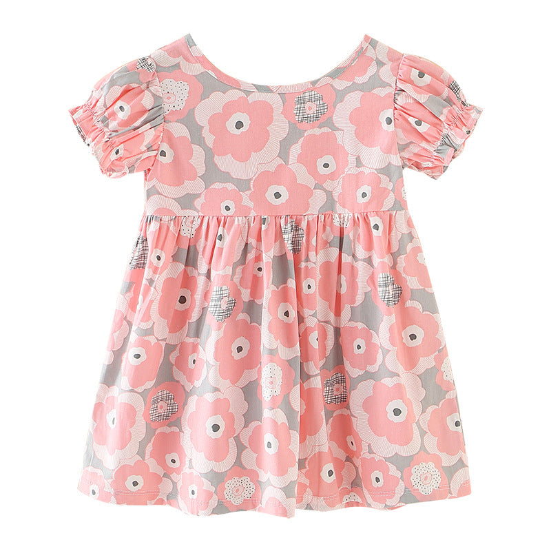 Spring & fallk-style children's clothing for children and girls, floral pastoral cotton baby a-line skirt, children's dress