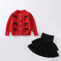 Dropshipping children's knit cardigan & sweater set -  autumn new arrivals - girls' two-piece sweater outfit