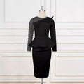 Am221017 designer cut piece patchwork dress beadinghigh waistslimming lookdress skirt