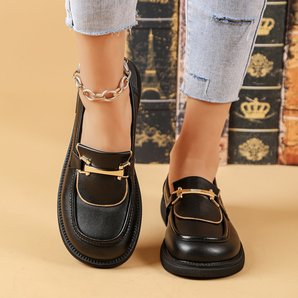 export plus size chunky heel loafers for women,  spring/autumn new collection, collegiate british style slip-on leather shoes