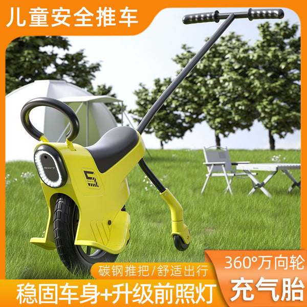 Parent-child unicycle outdoor baby walking artifact light cart trolley toy cart children's cart portable three-wheeled off-road