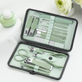Nail clipper set - matcha green manicure & pedicure kit: includes nail clippers, cuticle nippers, eyebrow razor, nano file & more (18-piece set)