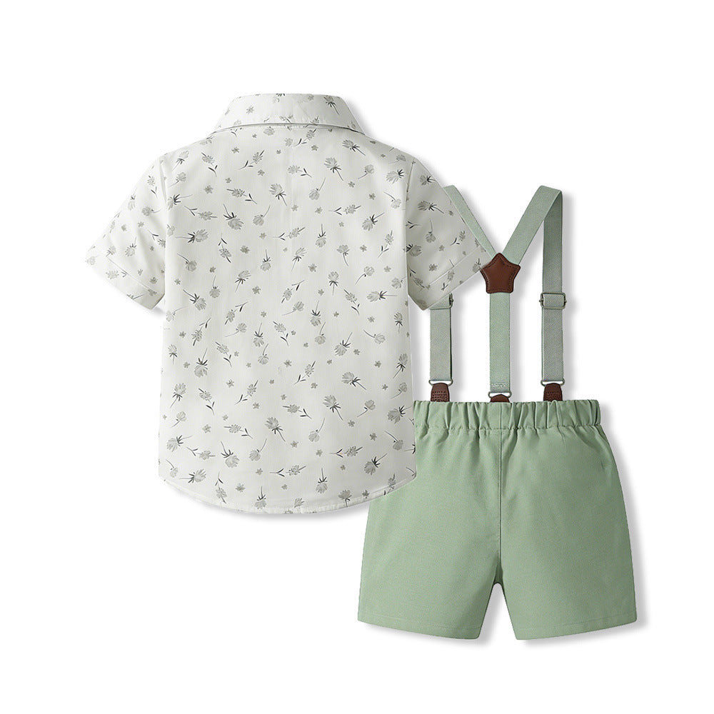 Children's spring new arrival cross-border korean style kids' set printed short-sleeve shirt boys' outfit baby's first birthday dress