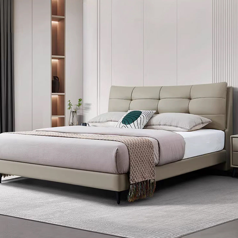 Puff fairy italian normcore genuine leather bed master bedroom cream style soft bag wedding bed classy first layer cowhide double bed