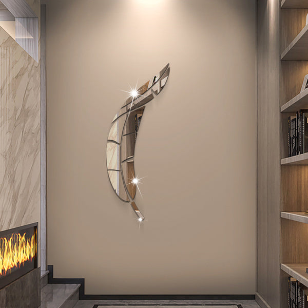 JM561B acrylic mirror feather wall sticker decorative background wall living room bedroom DIY self-adhesive wall decorative sticker