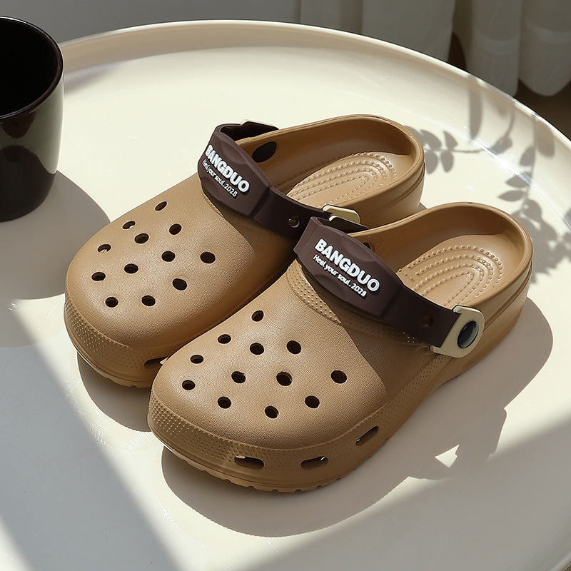 女鞋洞洞鞋女士夏季外穿大童学生防滑软底花园沙滩包头踩屎感凉鞋