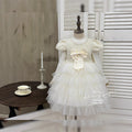 Girls' dress  autumn new style elegant formal dress bowknot mesh skirt flower girl princess dress birthday outfit