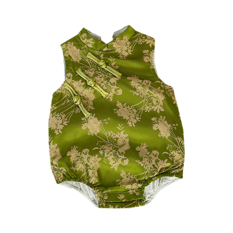 Newborn baby clothes cheongsam summer clothes bag butt triangle baby girl chinese style summer khaki thin bag butt clothes