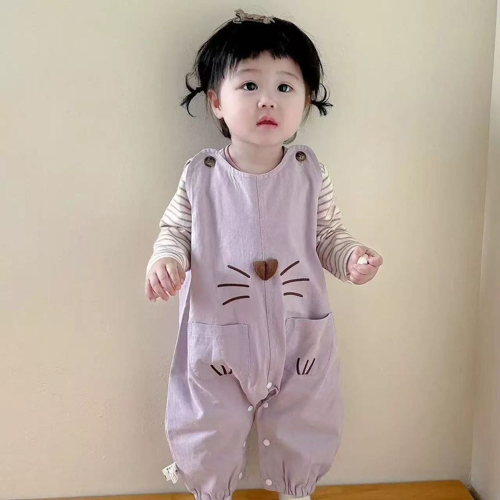 Spring and autumn overalls two-piece set baby onesie small month-old baby suit cute girl autum clothes