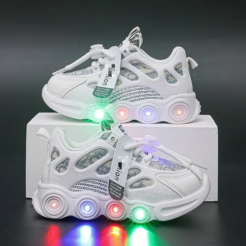 New  boys' and girls' breathable light-up mesh sneakers - trendy illuminated kids' shoes