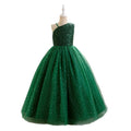 European and american style girls' evening gown - high-end, elegant, long, mesh tutu skirt, off-the-shoulder, sequin embellished, customizable, hot seller