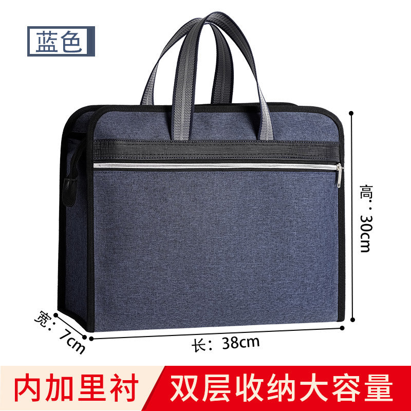 Oxford cloth a4 zipper file folder - men's office document bag, waterproof, large capacity briefcase with custom printing