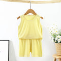 Kids vest suit summer ice silk shake cotton pajamas for boys and girls facial mask t home clothes baby shorts air conditioning clothes