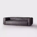 Wabi-sabi style nordic cream light luxury retro style brown straight row living room modern simple french technology cloth leather sofa