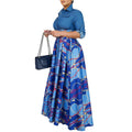 Q097 independent station  foreign trade women's fashion casual elegant printed turn-down collar shirt dress cross-border dress