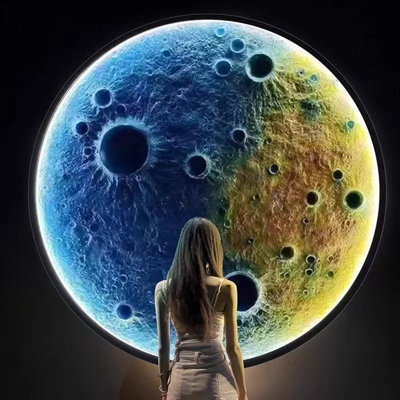 Three-dimensional relief moon lamp wall lamp living room background wall wall hanging moon lamp B & B outdoor decoration mural ambient lamp