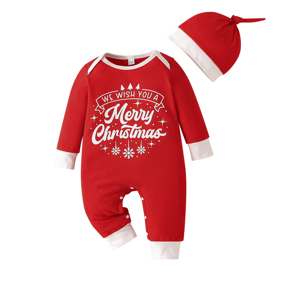 european and american hot-selling new boys' christmas romper + hat two-piece set - direct from cross-border manufacturer