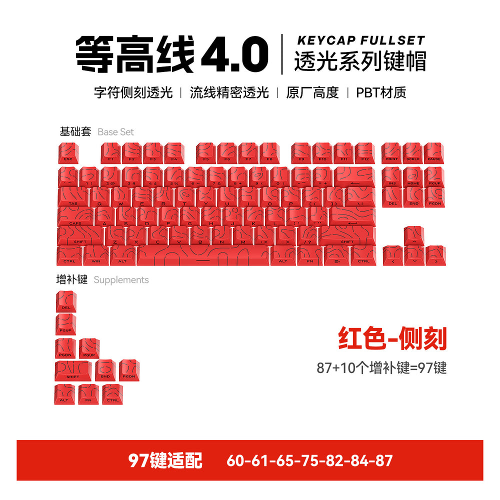spot black powder pbt contour 4.0 side engraved keycap original height 130 two-color small complete set of cracks