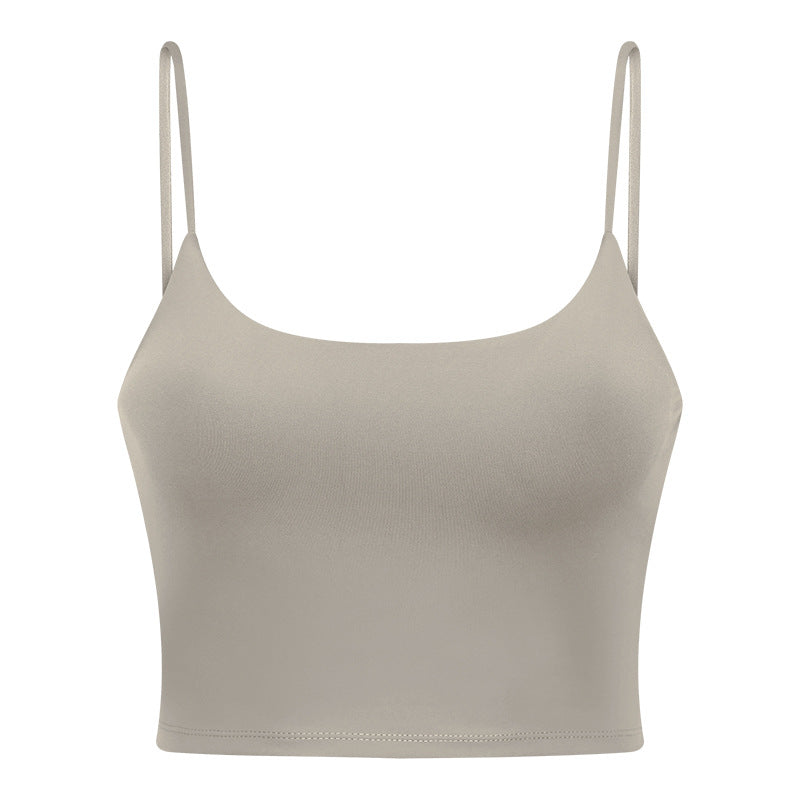 New women's sports yoga tank top with built-in bra pads, sexy spaghetti strap racerback fitness top, yoga camisole c5238