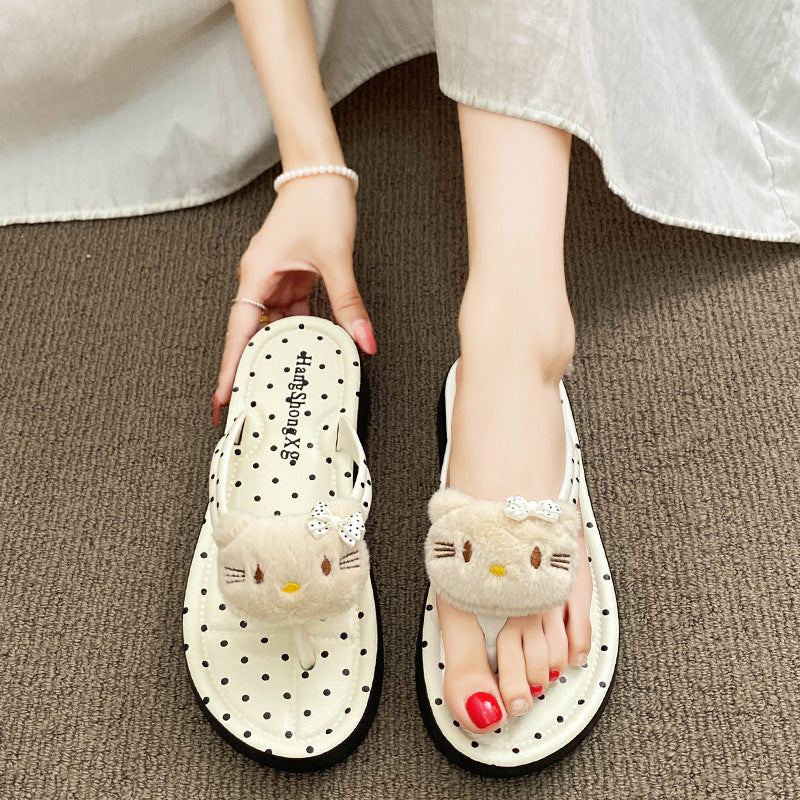 Summernew arrival cartoon cute style thick sole flip-flops women's outwearfashioneasiest for match beach flip-flops women's sandals