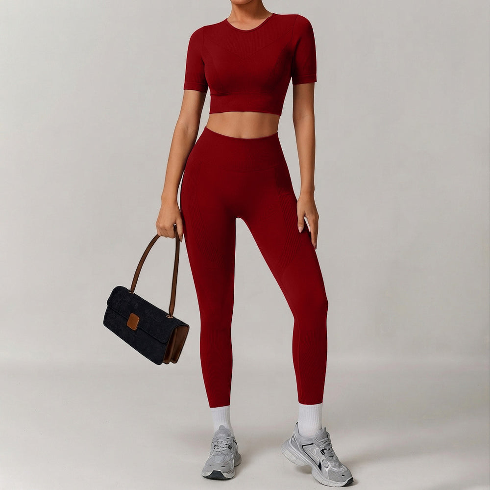 autumn/winter new women's activewear set: high-waisted, high-stretch, quick-dry workout outfit for pilates and yoga