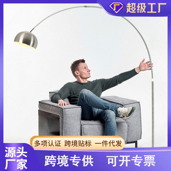 [Spot] Cross-border floor lamp Nordic simple living room office marble fishing lamp stainless steel mahjong lamp