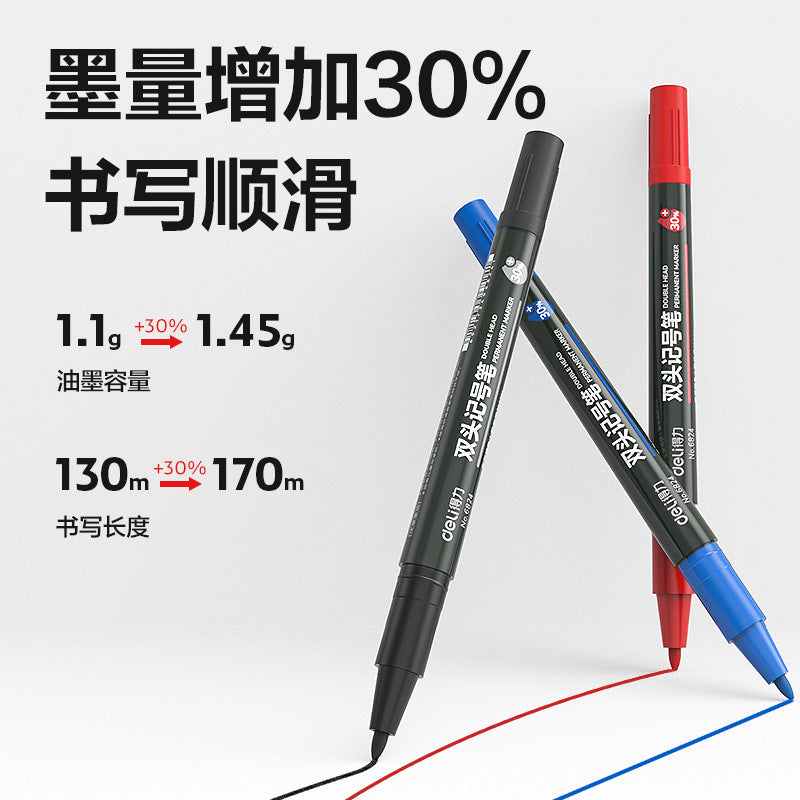 Deli 6824 Double Head Marker Oil Marker Thin Head Art Hook Pen Oil Pen Hook Pen Stroke Pen