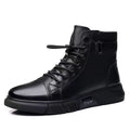 Men's winter warm cotton shoes - fleece lined, non-slip, casual high-top cotton shoes for men, elderly cotton shoes, men's leather cotton shoes for seniors