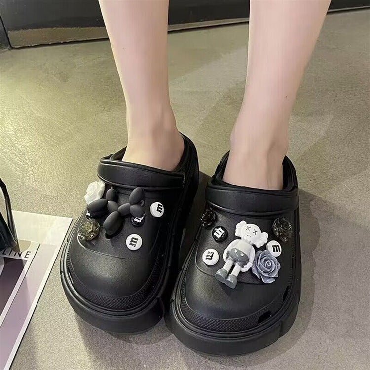 2024 hot style clogs for women wholesale summer outwear cute cartoon toe cap two-wear beach popular height-increasing sandals