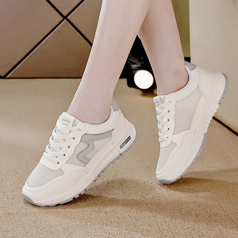 women's new spring mesh sneakers korean style versatile flat casual soft sole running chunky sneakers