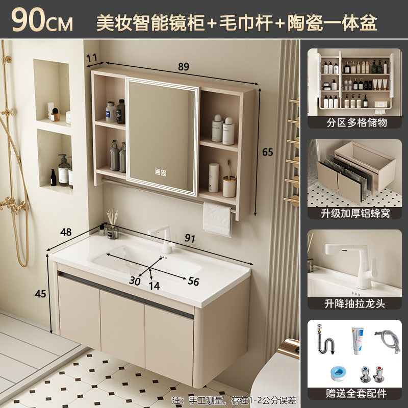 Bathroom cabinet ceramic all-in-one basin bathroom bathroom bathroom cabinet wash basin wash basin wash basin combination honeycomb aluminum
