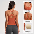 Women's yoga tank top with built-in bra pads, shockproof, high-stretch activewear for fitness, running, and training - camisole style (yg-1004)