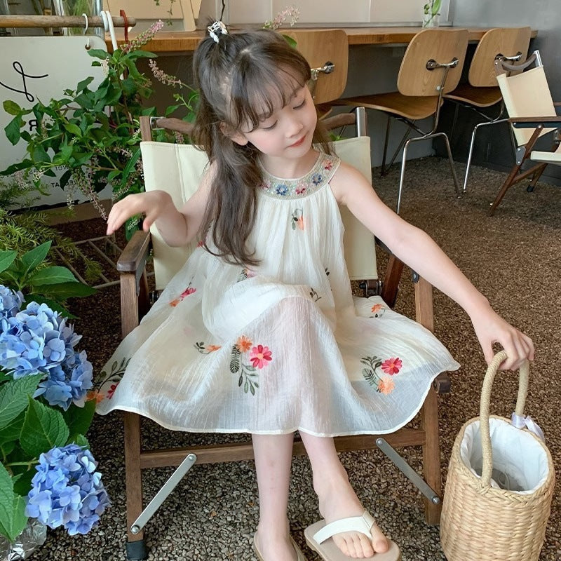 77206 girls' summer dress  new style chic girl's tank dress tulle dress children's princess dress