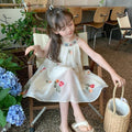 77206 girls' summer dress  new style chic girl's tank dress tulle dress children's princess dress