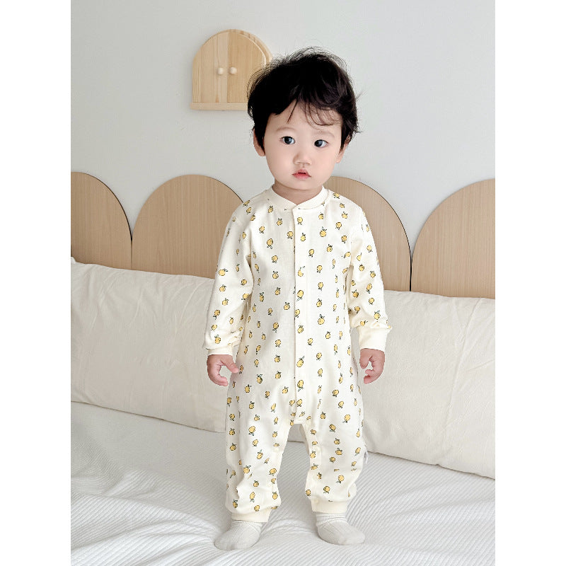 Baby cotton romper - newborn long sleeve bodysuit - autumn baby crawling suit
