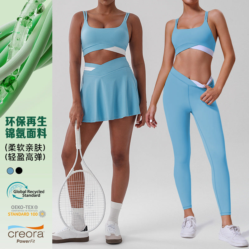 New arrivalhigh waist sports yoga skirt women's anti-exposure outdoor running golf skirt contrast colorfashion tennis skirt