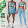 New arrivalhigh waist sports yoga skirt women's anti-exposure outdoor running golf skirt contrast colorfashion tennis skirt