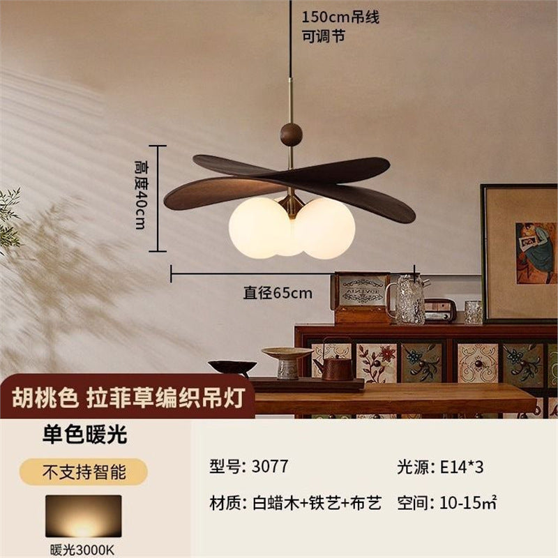 French medieval chinese ancient style rattan lamp restaurant japanese retro dining table chandelier bedroom master bedroom study balcony