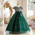 Ready-to-ship girls' formal dresses: vintage-inspired, high-end elegant mesh panel design for piano recitals and flower girls