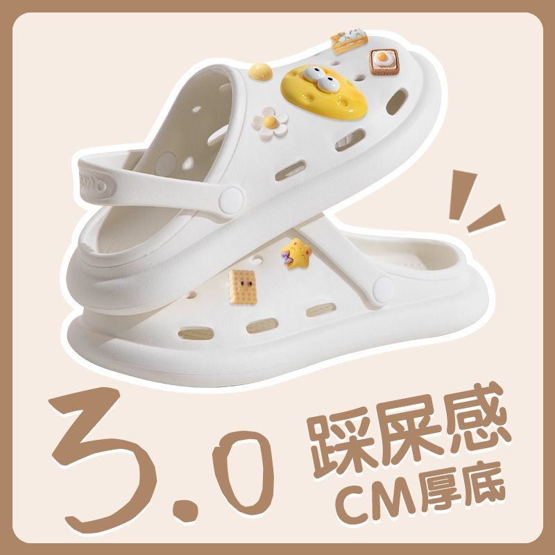 Crocs women's sandals 2023 summernew arrivalpopularthick solecute cartoon toe cap beach slippers trendy ins