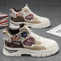 High-top men's shoes spring youth sports waterproofabrasion resistantnon-slipthick solecasualworkwearrotate button boots