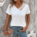 cross-border women's fashion minimalist t-shirt: new spring/summer v-neck, age-defying, versatile, and elegant top