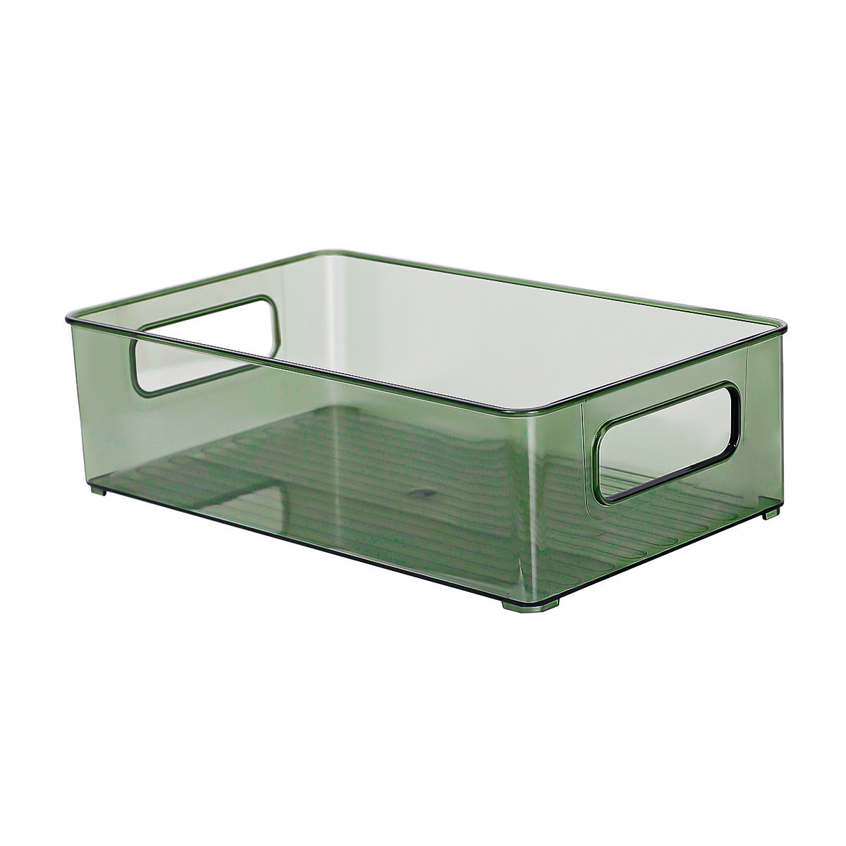 PET transparent refrigerator storage box, desktop finishing box, book storage basket, household storage can be stacked to store food